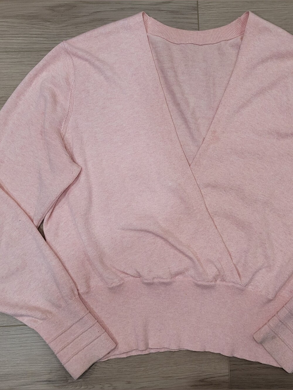 Lululemon Crossover Ribbed Waist Sweater Sz 10 Heathered Dew Pink